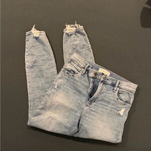 Express Light Blue Distressed Skinny Jeans